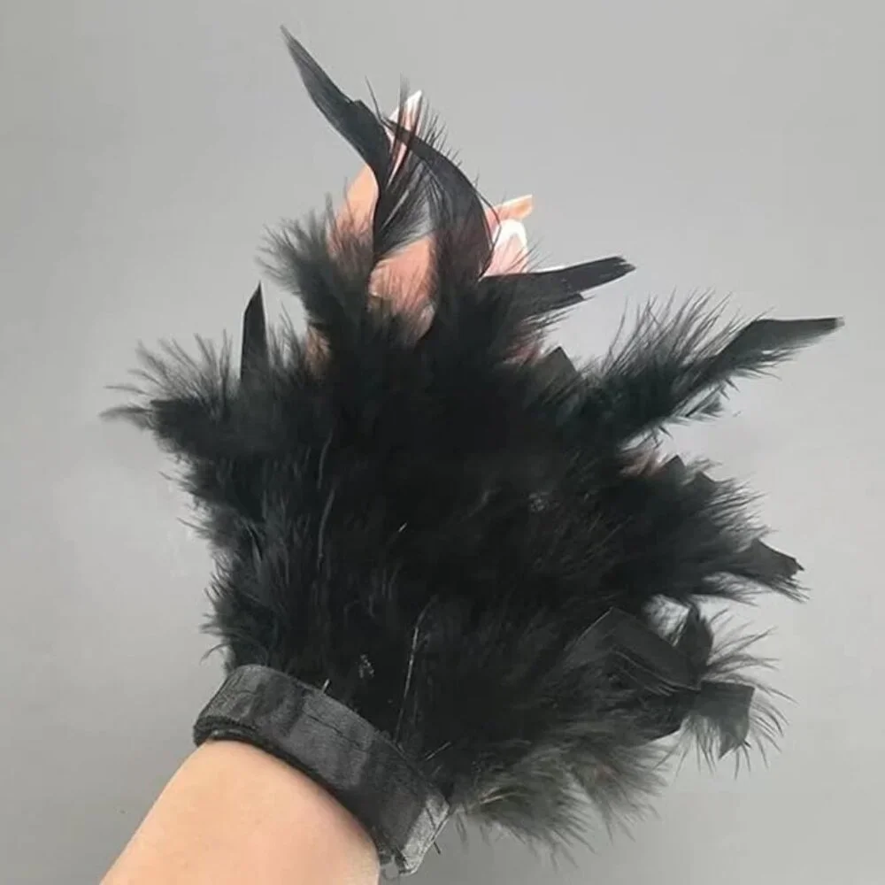 Feather Gloves Cuffs Swan Wrist Band